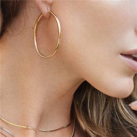 14K Gold Hoop Earrings for Women - Hypoallergenic - Picture 6 of 7